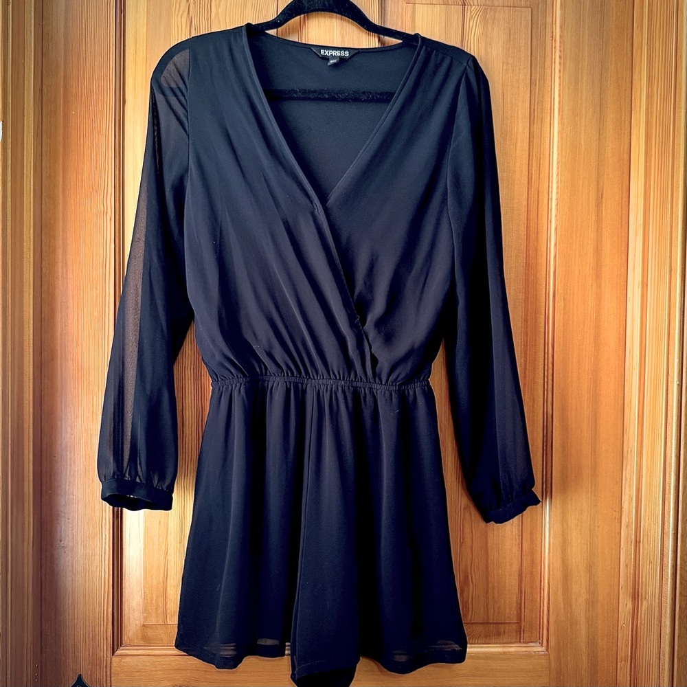 Express Black Long Sleeve Romper